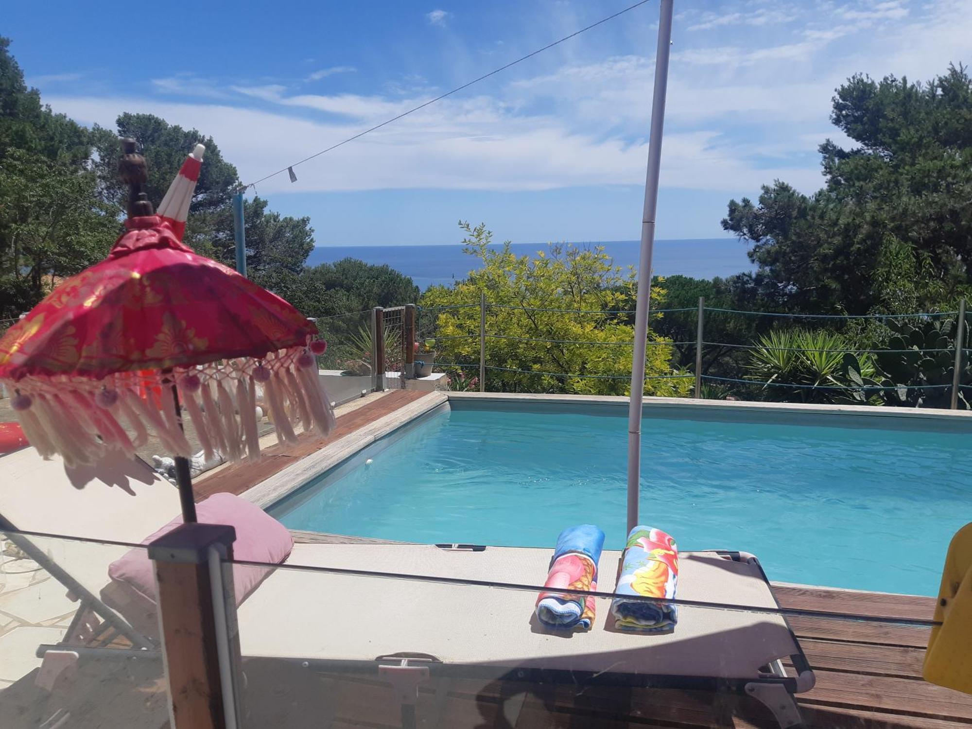 Haut De Villa Au Mont St Clair Vue Exceptionnelle Mer Et Foret Terrasses, Piscine, Petanque, Solarium Prives Σετ Εξωτερικό φωτογραφία